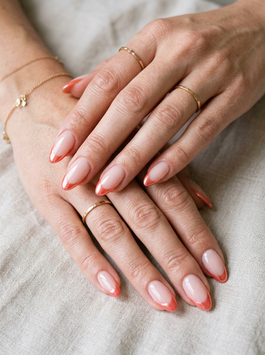 Coral Chrome French Tips